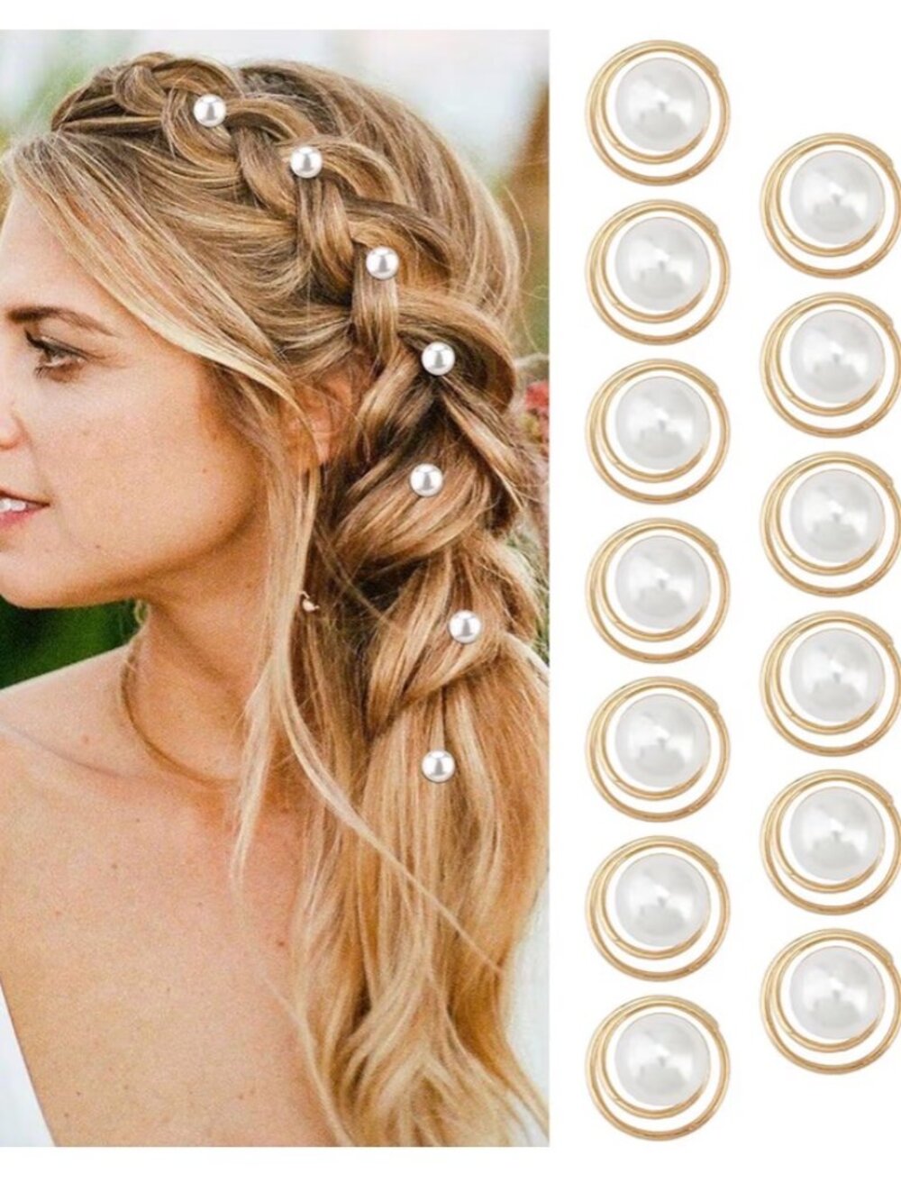 20 Pcs Spiral‎ Hair Pins Gold/Pearl for Wedding/Bridal/Prom Clips